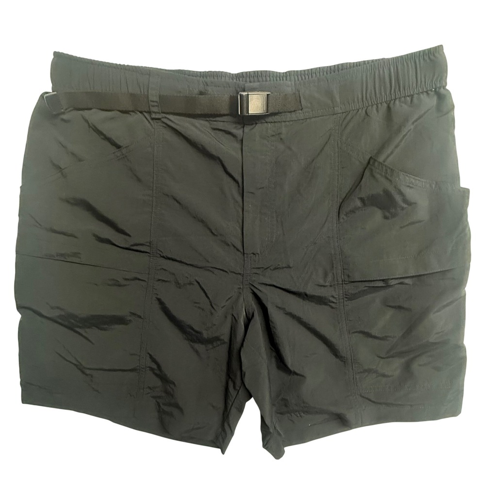Eddie Bauer Mens XL Black Ripstop Hiking Shorts Integrated Belt Outdoor Trekking